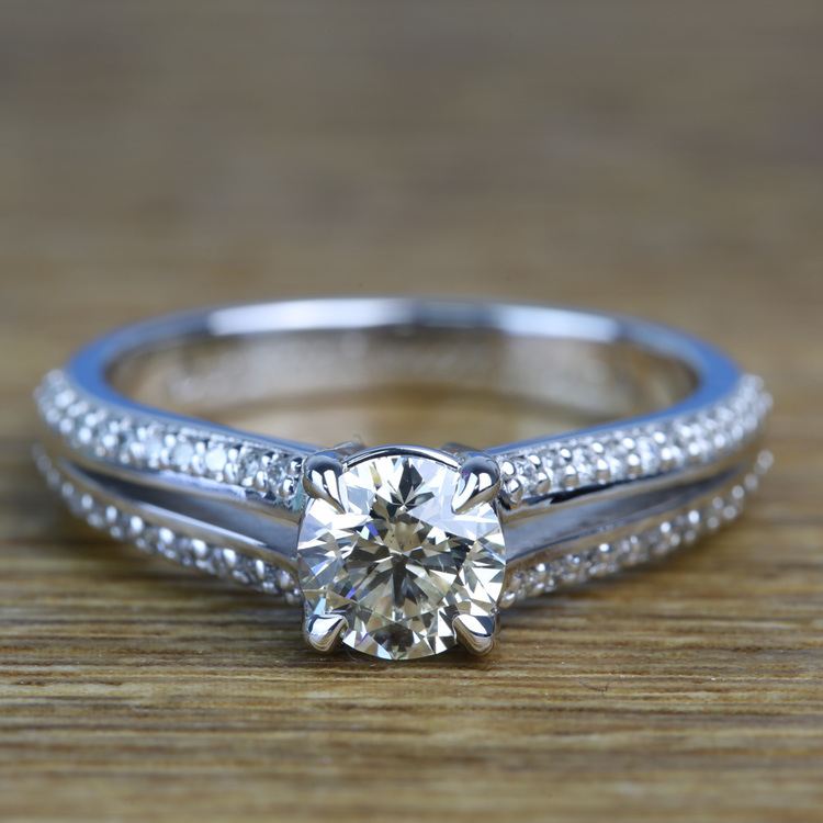 Custom Split Shank 0.90 Carat Round Diamond Engagement Ring 